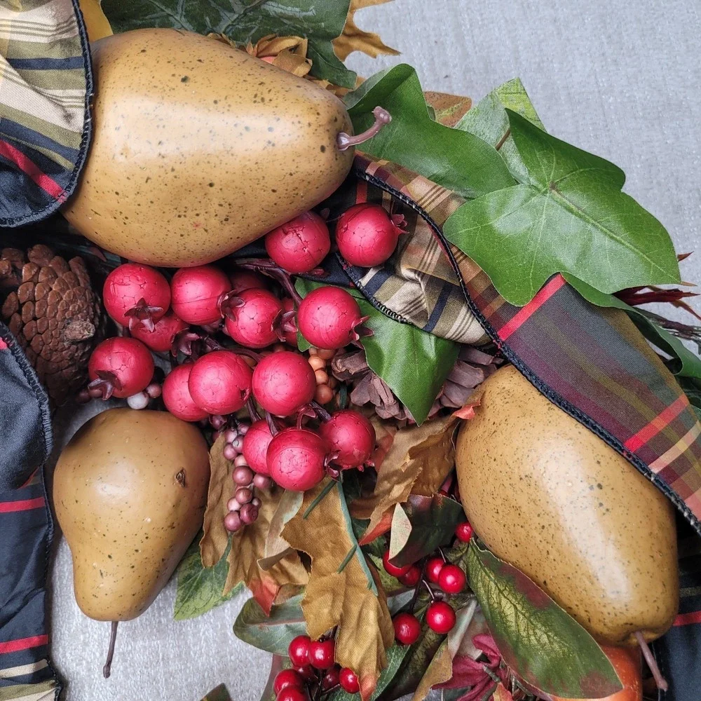 Grandin Road Finley Hill Mantle Swag Garland #14107 Pears Berries Acorns 6' Long